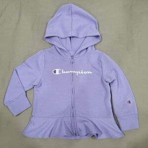 Champion size 2t girls purple zip up frill hoodie